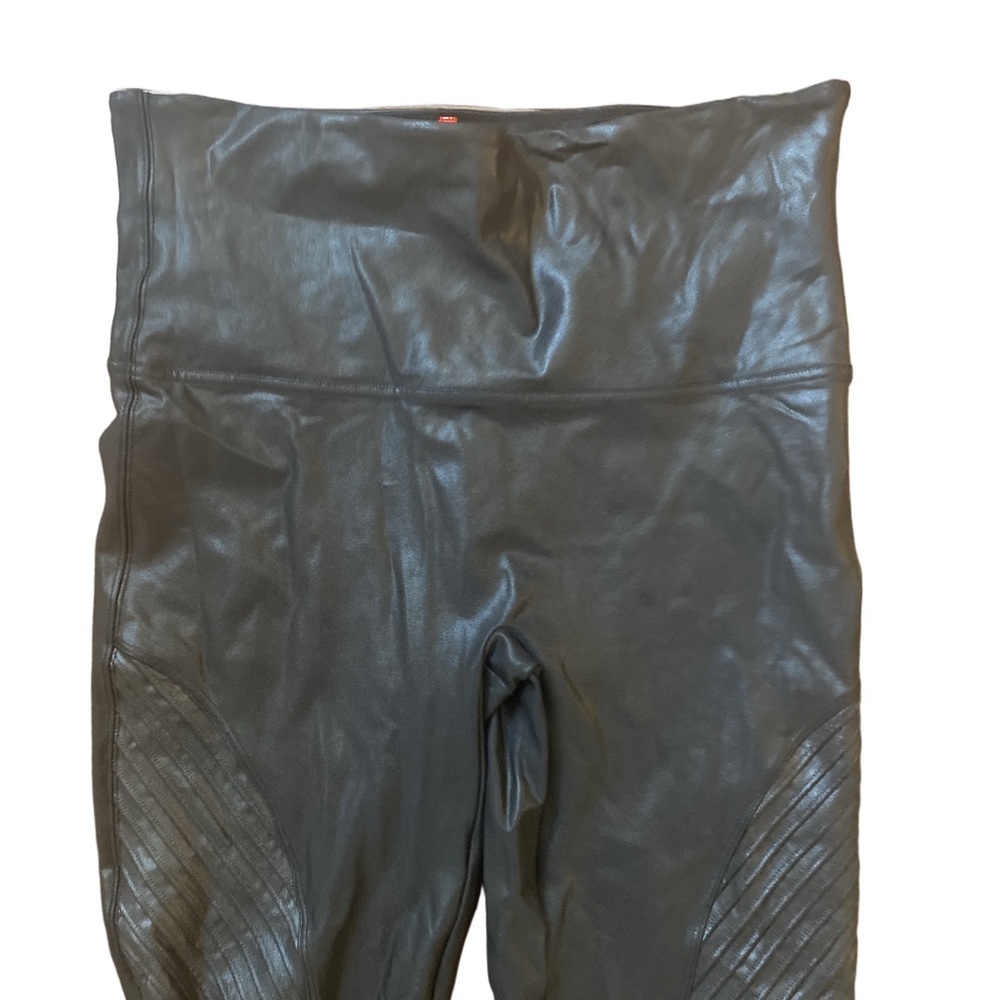 SPANX Faux Leather Moto Leggings Women’s Size 2X Black High Rise Shaping Pants - Picture 3 of 8